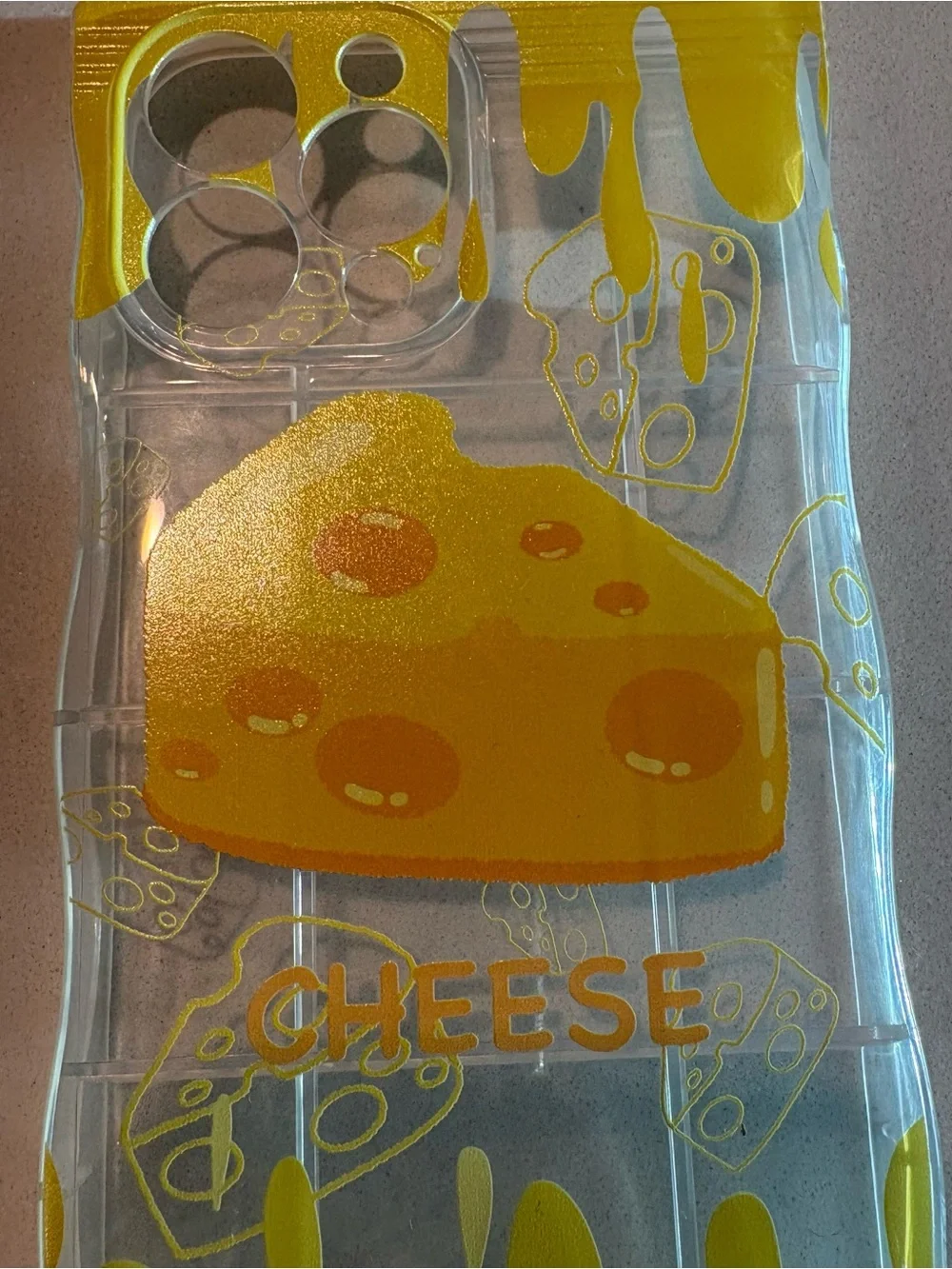 Clear iPhone 13 Pro Max Case with Yellow Cheese Graphic